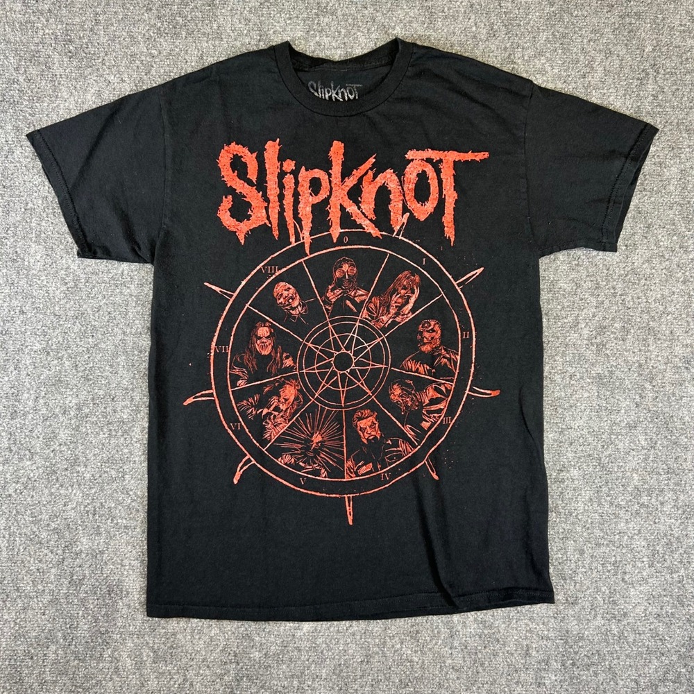 Slipknot Band T-Shirt Mens Medium Black Red Graphic Logo Bravado 2021 Tee